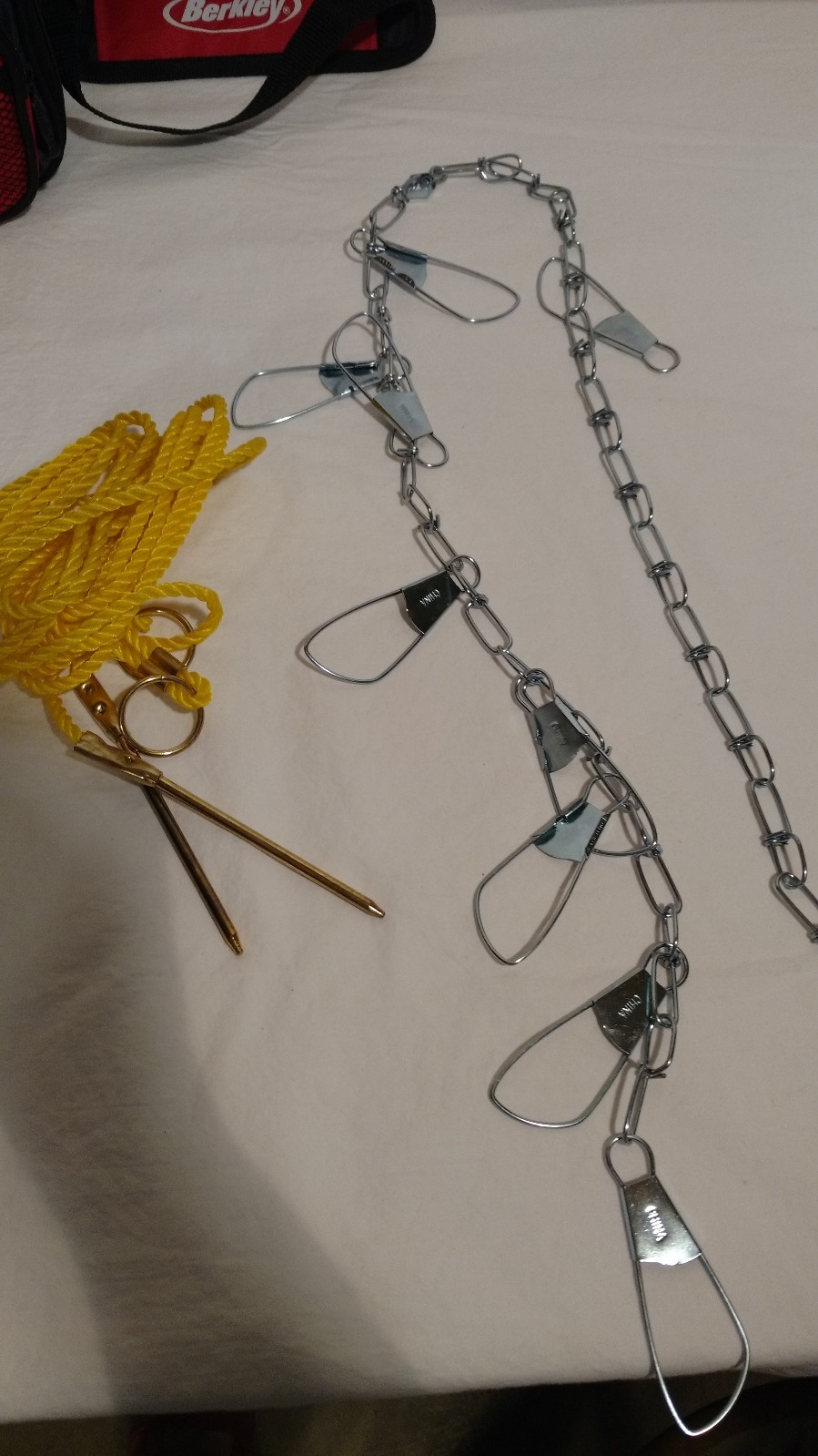 New Berkley Fishing Bag with 2 Tackle Trays, Sheath, Hooks, Etc, Lots of Extras