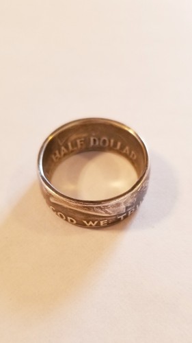 Handmade Coin Ring-1951 US silver Ben Franklin half dollar size 10 *antiqued*