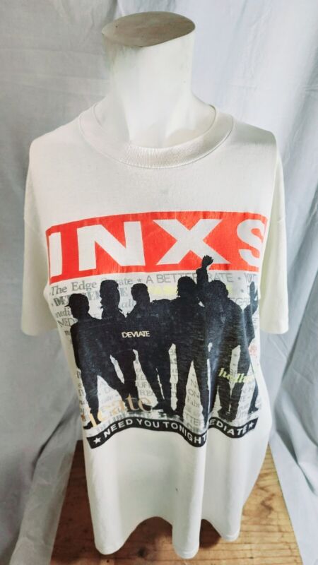 INXS Concert Shirt Vintage Kick Tour Need You Tonight Mediate Single Stitched LG
