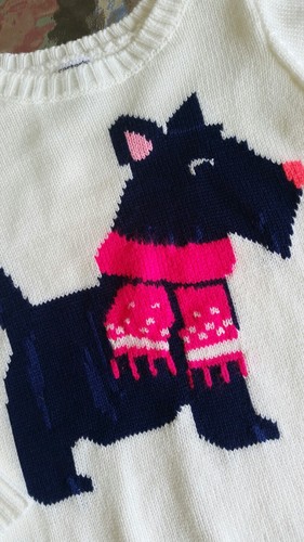 Carter's Toddler Girl's Long Sleeve Scottie Dog Sweater Creme  Size 2T