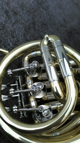 Sale Top Brand New Gold Piccolo MiNi French Horn Bb Key Engraving Bell With Case