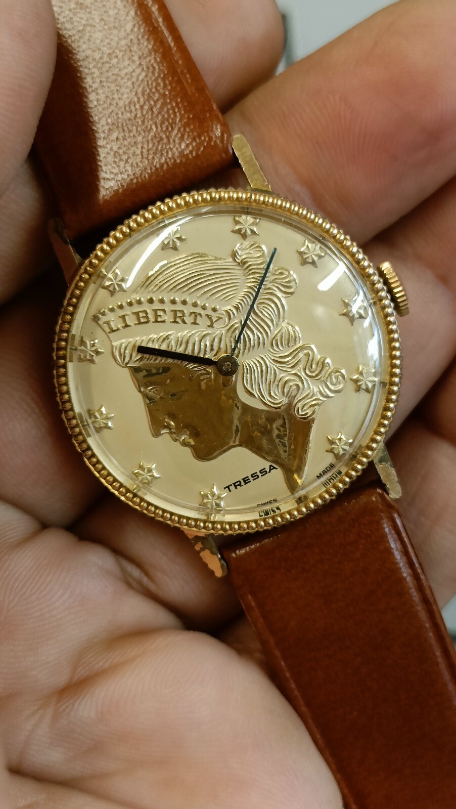 Tressa Swiss Liberty Coin Men's Manual Wind Good Condition Tressa Swiss Liberty Coin Men's Manual Wind Good Condition