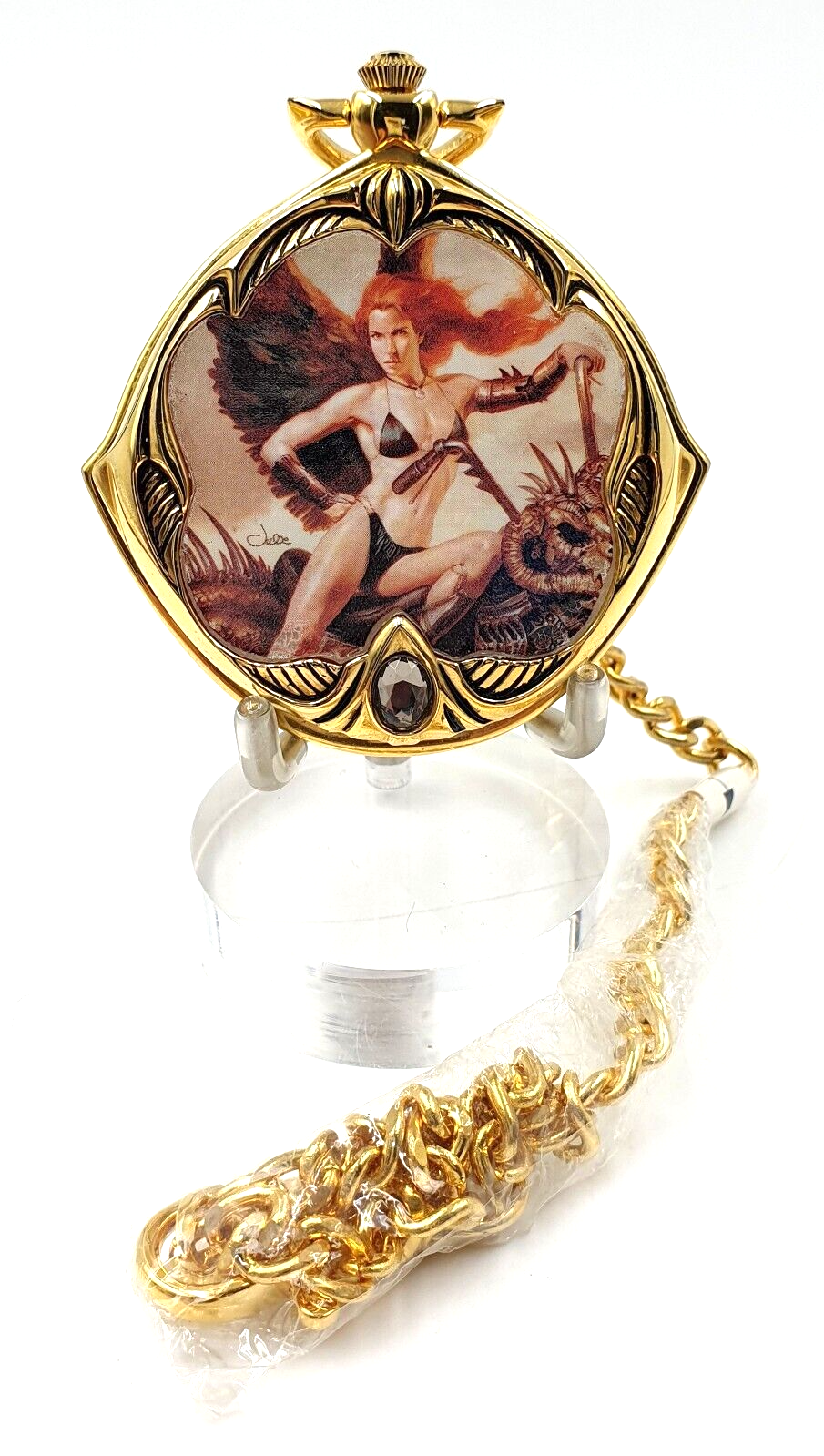 Franklin mint Julie Bell calendar girl pocket watch & chain