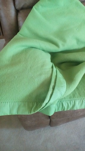 Vintage Apple green Fieldcrest Twin Size 100% Acrylic loomwoven blanket
