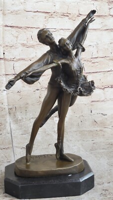 Hand Made Two Dancers Dancing Ballerina Real Bronze Sculpture Art Nouveau