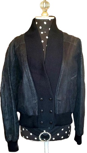 Ladies Vtg 80s Cropped Moto Leather Jacket Yucatan Bay For