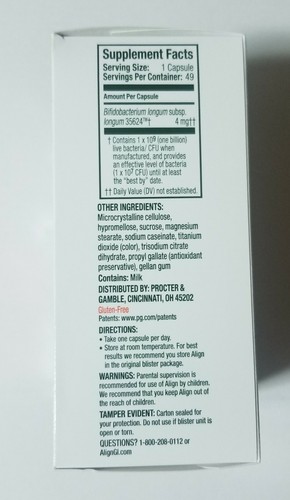 Align Probiotic Supplement 49 Pack New - Exp 04/2020 - 24/7 Digestive Support