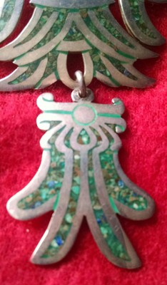 Vintage Taxco Sterling Silver Alfredo Villasana Turquoise Inlay Necklace