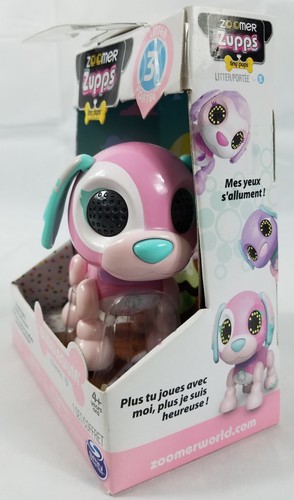 Zoomer Spin Master Zupps Tiny Pup with Lights Sound & Sensors Bubblegum New Toy