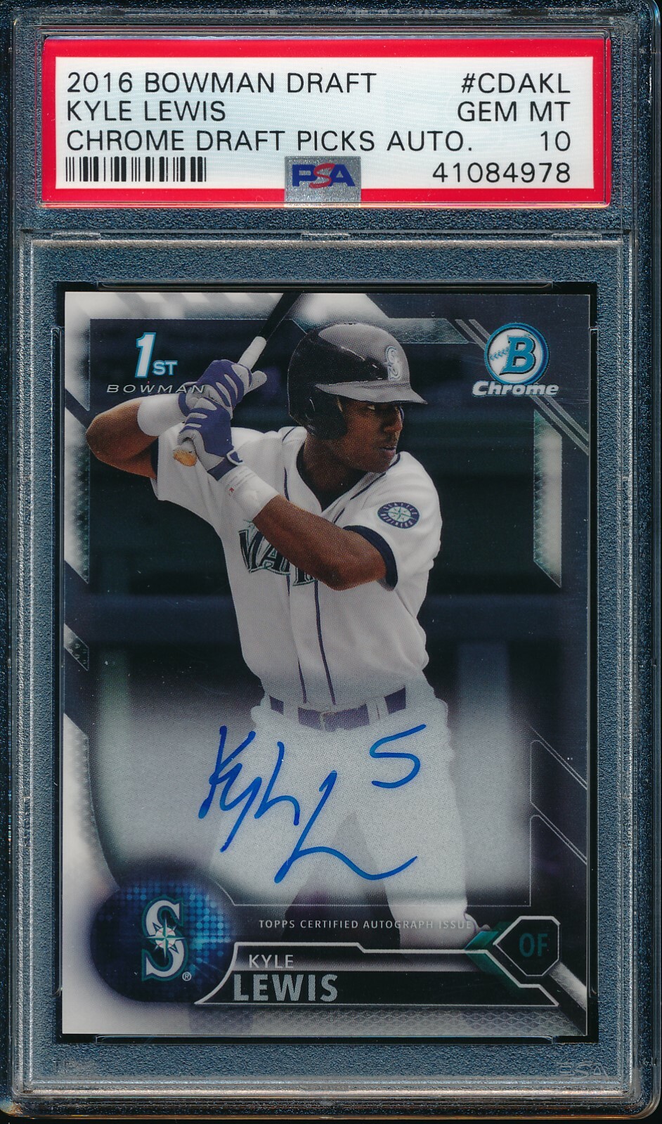 2020年新人王 Kyle Lewis RC Autograph Bowman PSA 10 KYLE LEWIS AUTO 1st 2016 Bowman Chrome Autograph