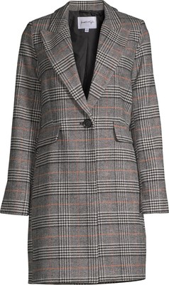 Kendall & Kylie Brown Plaid Menswear-Inspired Winter Coat NWT size L