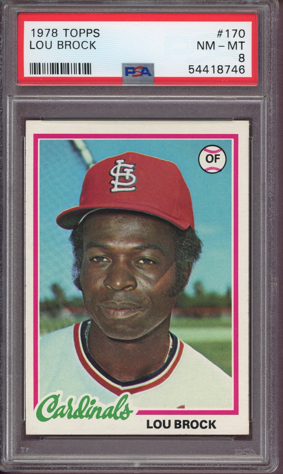 LOU BROCK ~ 1978 Topps Baseball Card #170 ~ Graded PSA 8 NM