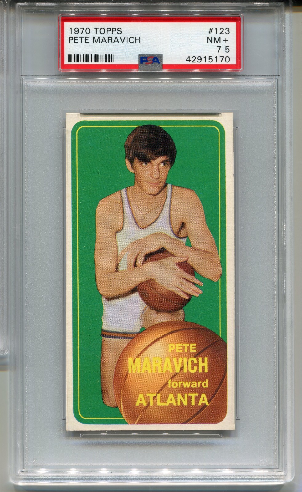 1970 Topps Pete Maravich Rookie Card PSA 7.5 Nr MINT+ Graded Basketball #123