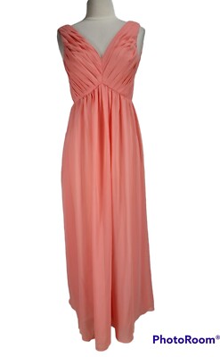 AZAZIE Light Orange Chiffon Maxi Prom Dress Women Size C (US size 4 ) Sleeveless