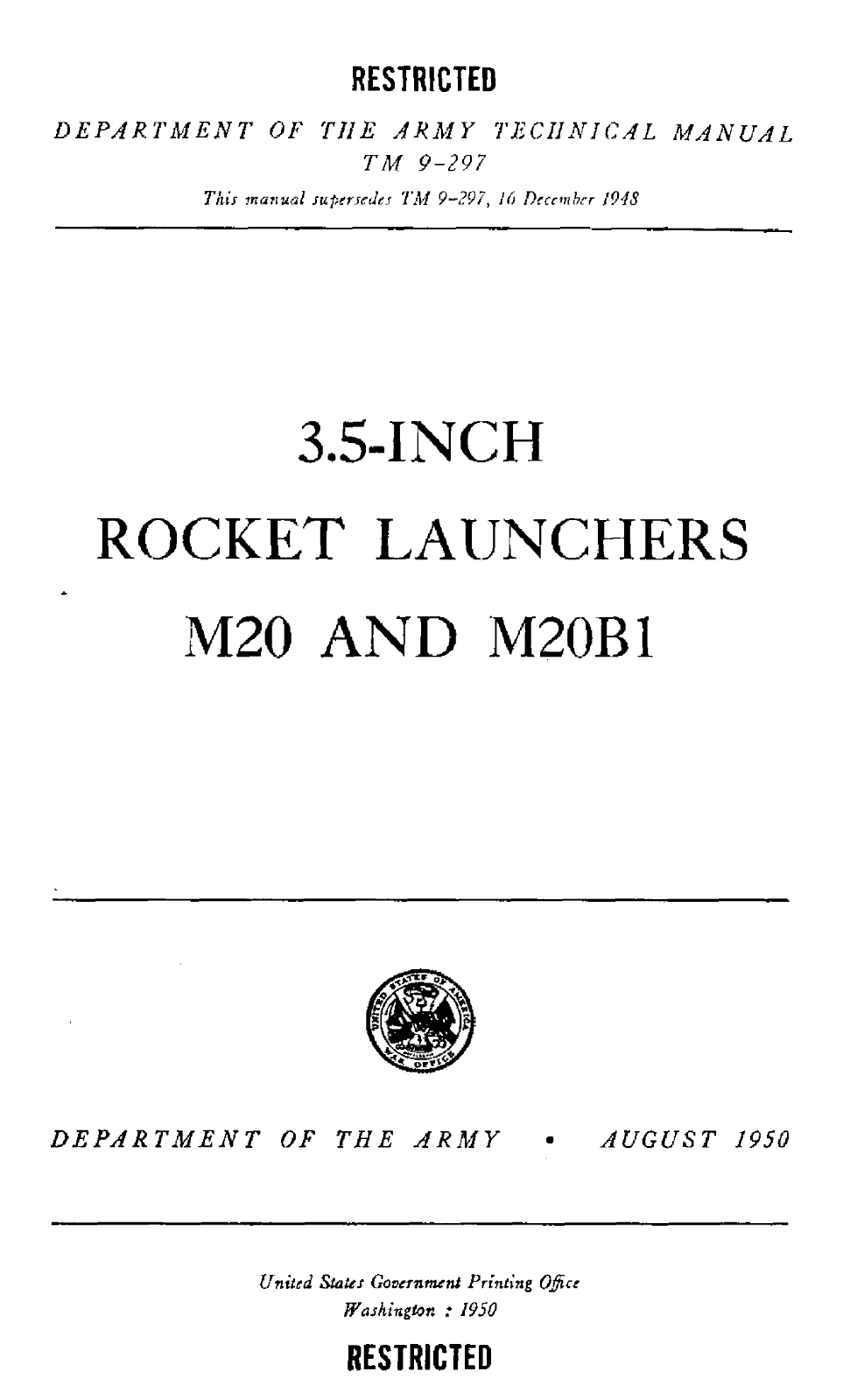 115 Page 1950 TM 9-297 3.5 in. Rocket Launchers M20 M20B1