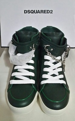 NWB DSQUARED2 MEN'S GREEN PEBBLED LEATHER SNEAKER/BOOTS US SIZE 11 EUR 44 UK 10