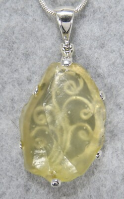 LIBYAN DESERT GLASS PENDANT $125 Tektite 925 Sterling Jewelry STARBORN LG125-P9