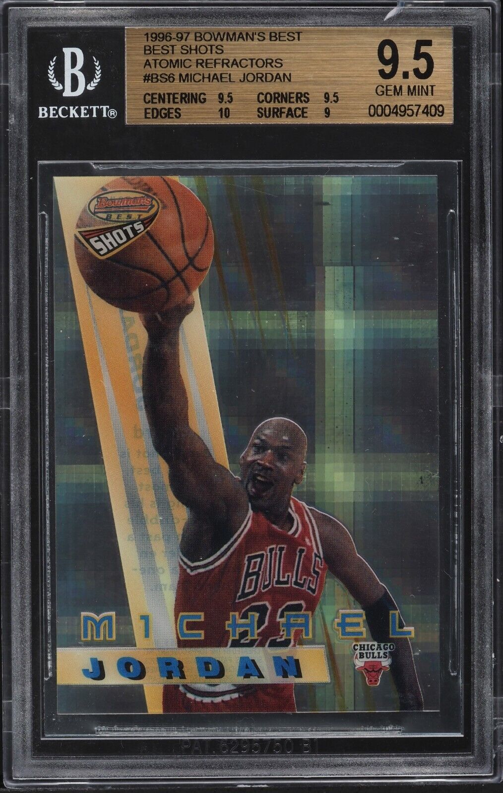 1996 Bowman's Best Shots ATOMIC REFRACTOR Michael Jordan BGS 1996 Bowman's Best Shots ATOMIC REFRACTOR Michael Jordan BGS