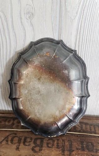 vintage small silver plated serving tray