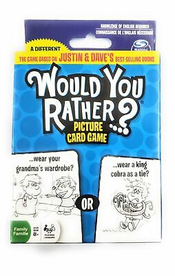 Would You Rather? Picture Card Game New Family Based on Justin & Dave's Book