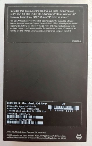 Apple iPod Classic Empty Black Box for 6th Gen 80G + Packaging + Guide + Decals