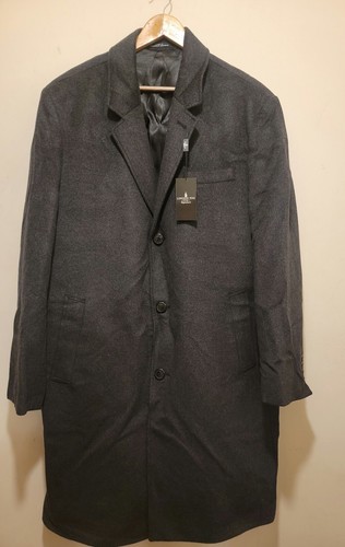 Pre-owned London Fog Signature Men's Wool Blend Coat Dark Charcoal Sz 48r In Gray