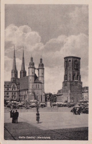 Halle ( Saale ) , Marktplatz , Ansichtskarte, 1955 gel. 
