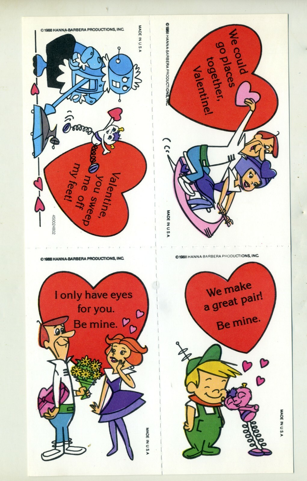 Vintage Valentine Cards The Jetsons / Orbitty / George / Judy / Elroy / Rosie