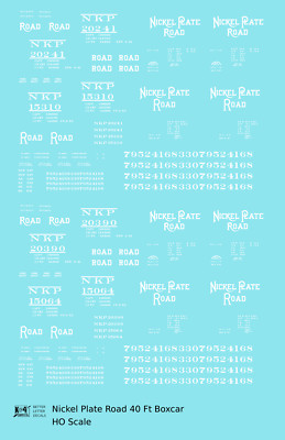 K4 HO Scale Decals Nickel Plate Road 40 Ft Boxcar White