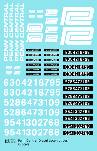 K4 O Scale Decals Penn Central PC Diesel Locomotive White