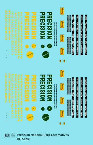 K4 HO Scale Decals Precision National Corp Diesel Locomotive Yellow and Green