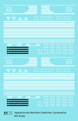 K4 HO Scale Decals Apalachicola Northern Switcher Diesel Locomotive White