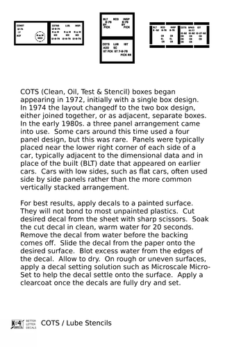 K4 O Scale Decals COTS Lube Data Stencil Boxes Black and White