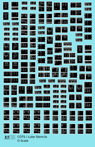 K4 O Scale Decals COTS Lube Data Stencil Boxes Black and White
