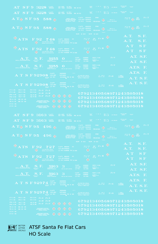 K4 HO Scale Decals Santa Fe Flat Car White 1940s – 1960s