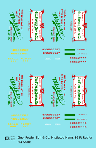 K4 HO Scale Decals Mistletoe Hams 36 Ft Billboard Reefer