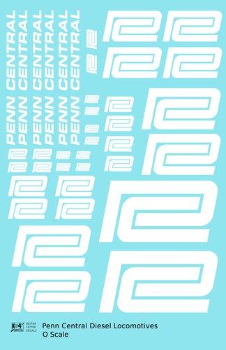 K4 O Scale Decals Penn Central PC Diesel Locomotive White