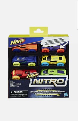 Nerf Nitro Foam Cars -  6-Pack - 6 Different Cars! C3172 - New In Box