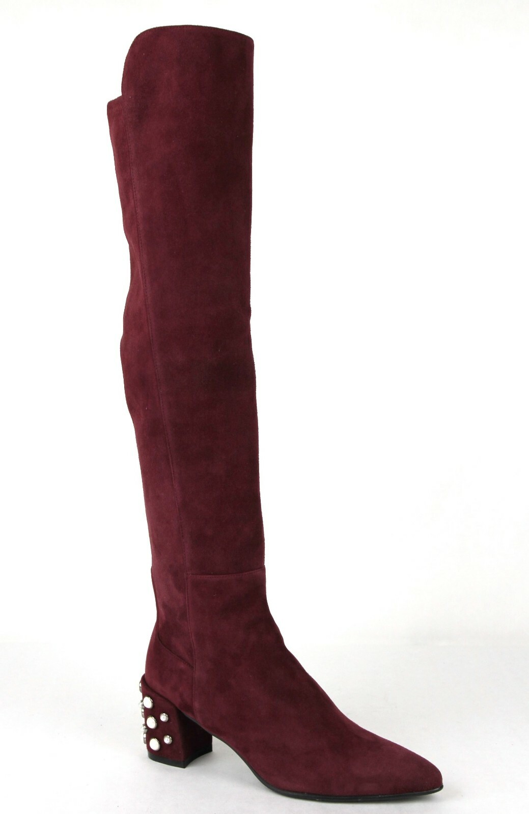 Pre-owned Stuart Weitzman $825  Allwaypearl Bordeaux Suede Knee High Boot In Red