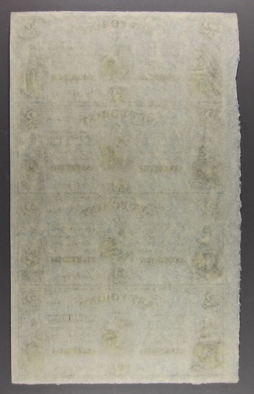 Uncut Sheet of FOUR $2 Key Forint Banknotes To Finance Hungary Rebellion of 1848