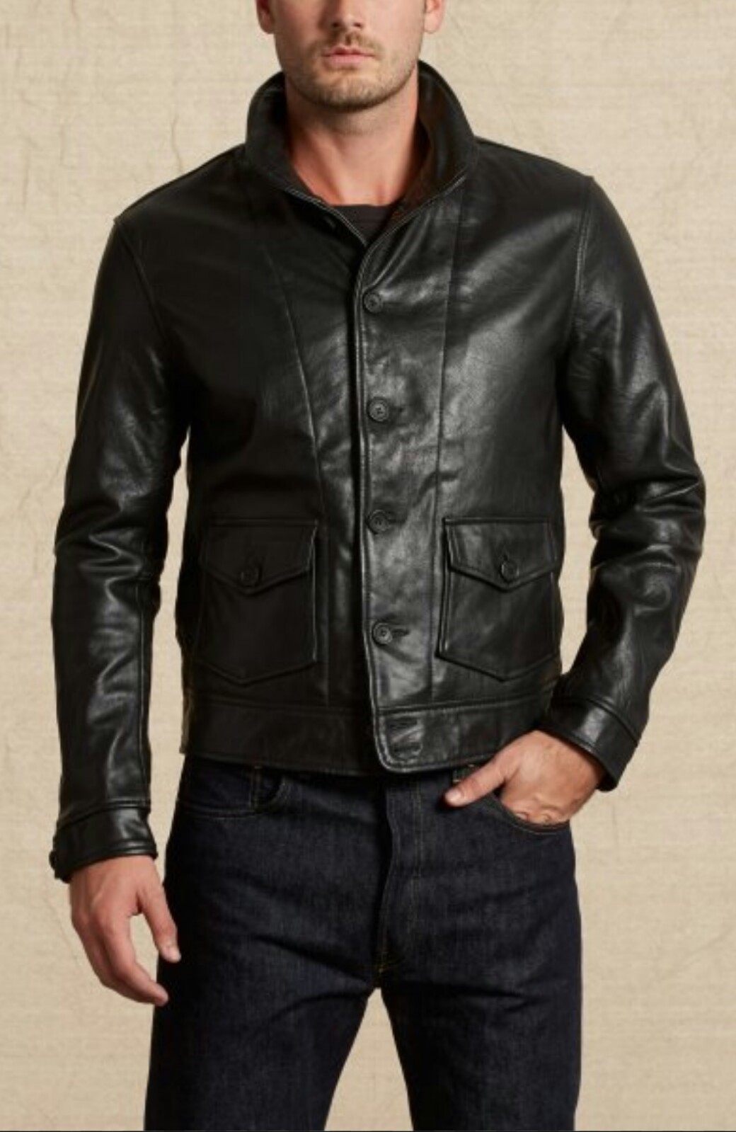 Levis Vintage 1930's Menlo Leather Cossack Jacket Black XL Levis Vintage 1930's Menlo Leather Cossack Jacket Black XL