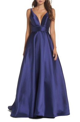 

IEENA for MAC DUGGAL 55010i Бальное платье Midnight Navy с глубоким вырезом в форме сердца, Синий