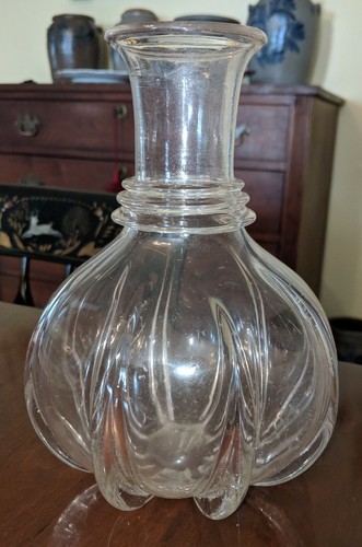 Antique Pillar Molded Glass Water Carafe Pittsburgh Rare Form 19th Century as is