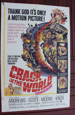 ORIGINAL 1964 FULL SHEET MOVIE POSTER ~ ''CRACK IN THE WORLD'' ~ DANA ANDREWS