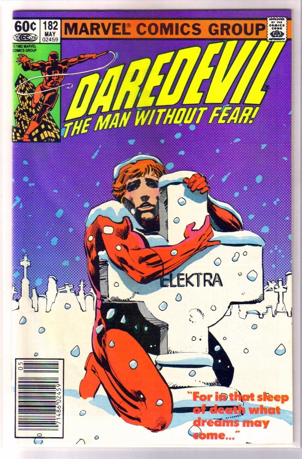 DAREDEVIL #182 Elektra Tombstone! Marvel Comic Book ~ FN/VF