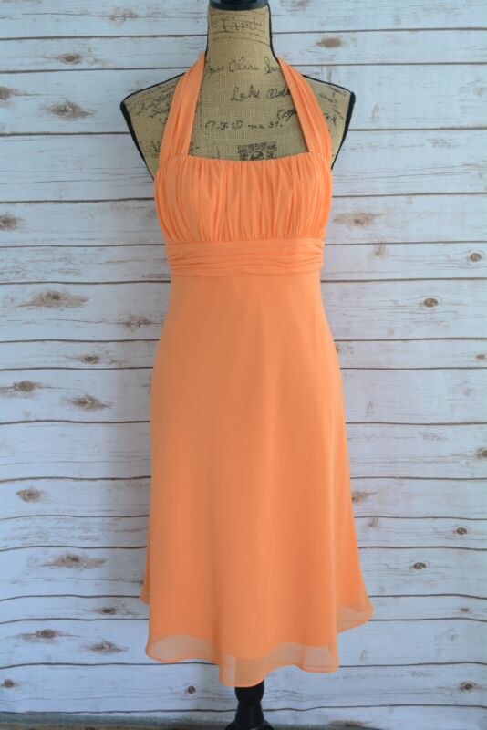 tangerine chiffon dress