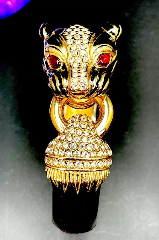 CINER BLACK ENAMEL CRYSTAL RED RHINESTONE PANTHER DOOR