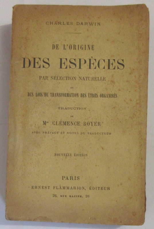 Charles Darwin De L'Origine Des Especes Traduction De Clemence Royer 1908