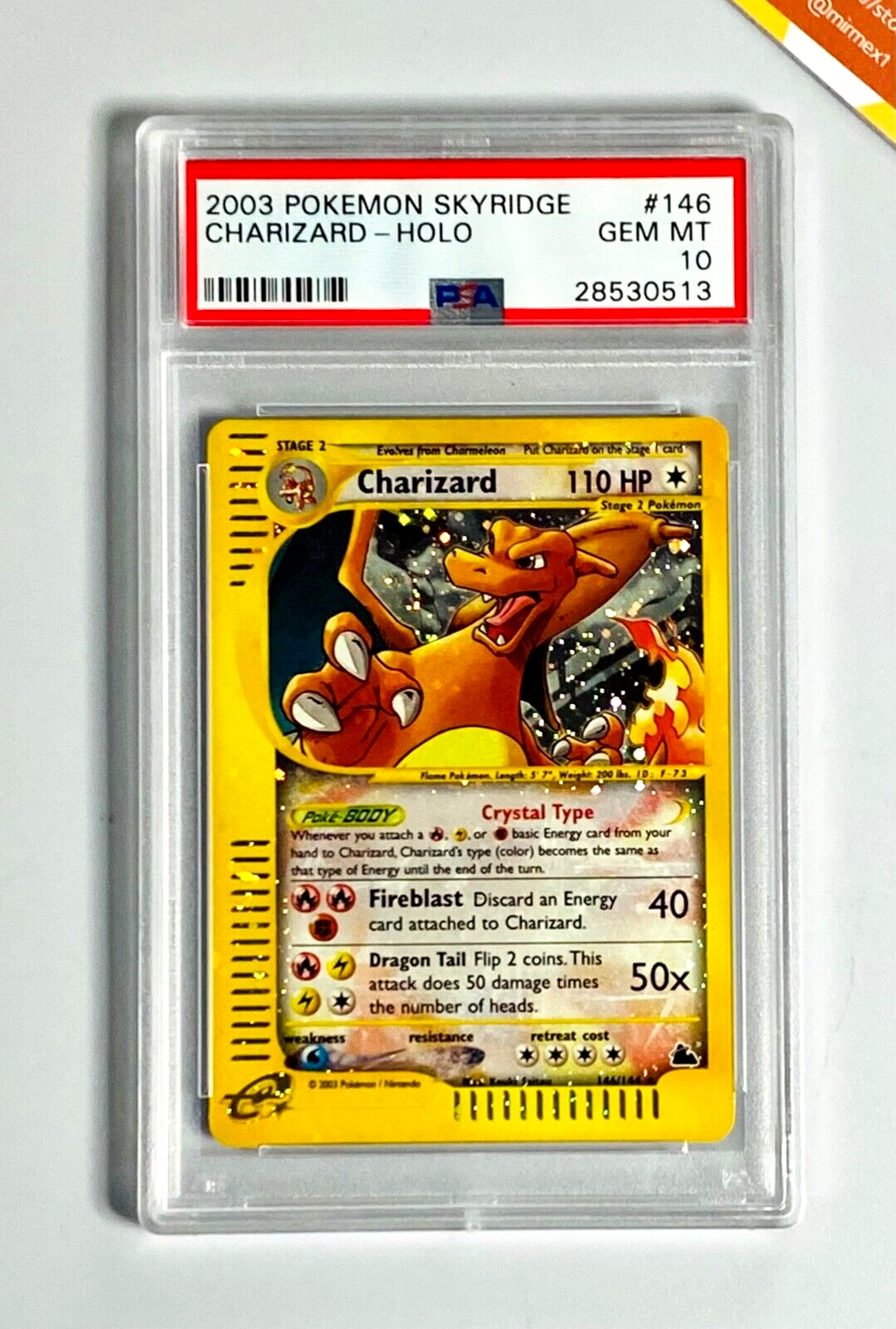 Pokemon 2003 PSA 10 GEM MINT Charizard holo Skyridge #146 Pokemon 2003 PSA 10 GEM MINT Charizard holo Skyridge #146