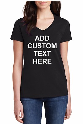 Womens V-neck Custom Personalized Shirts Your Own Text Business Name Gift Shirt